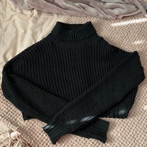 Black Turtle Neck Crop Top